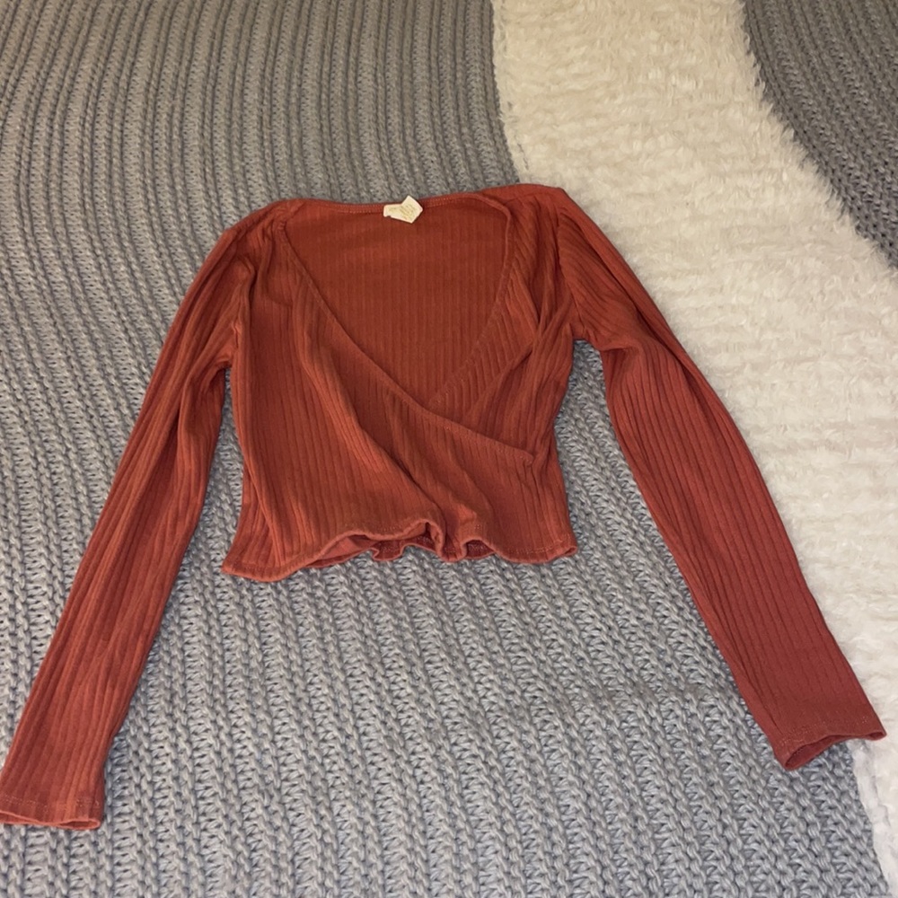 Pink crop top with long sleeves Size S